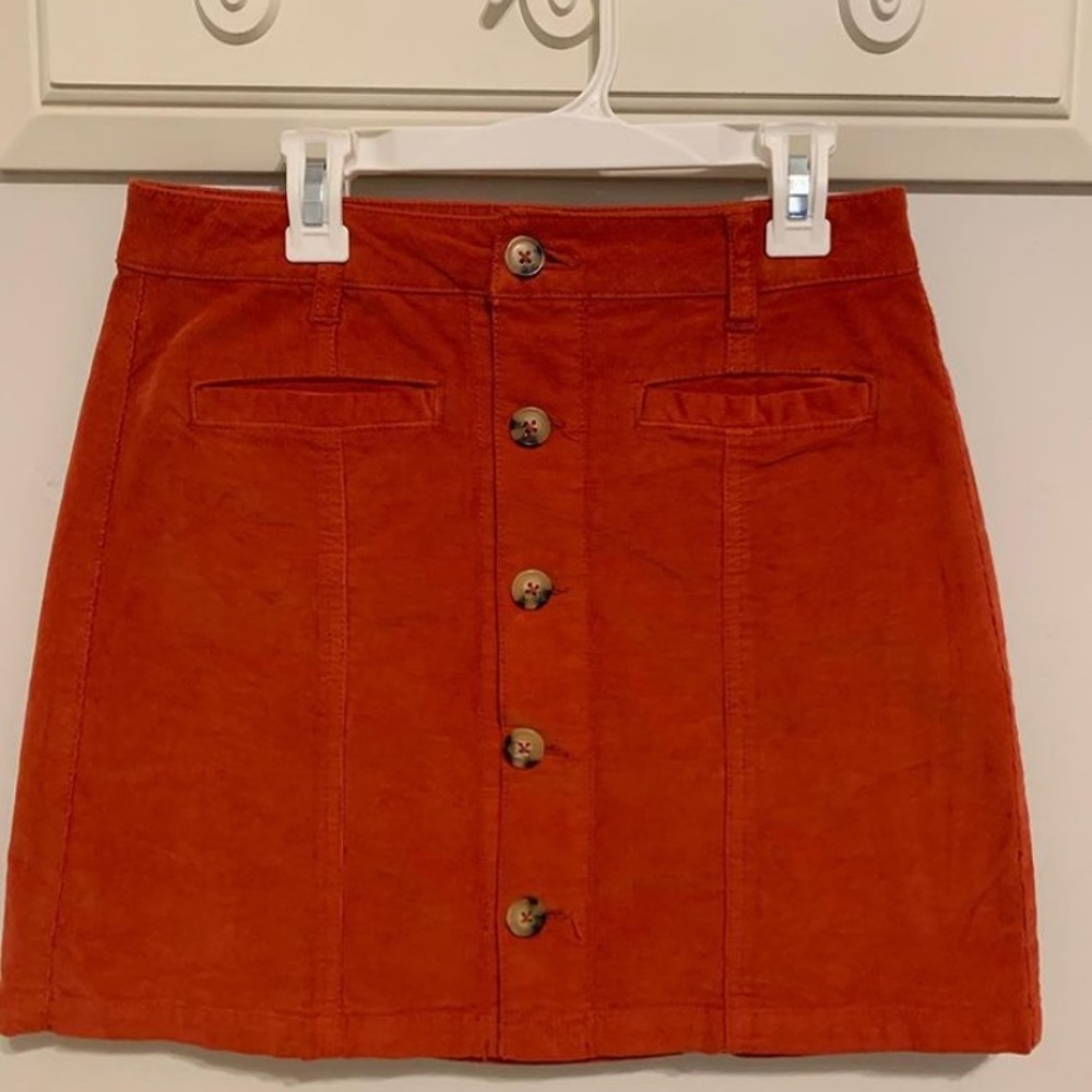 Burnt Orange Corduroy Mini Skirt